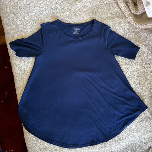 Chico’s flowing polyester Ultimate tee navy blue flared hem 00 XS / 2 lovely! 💕 - Picture 6 of 6